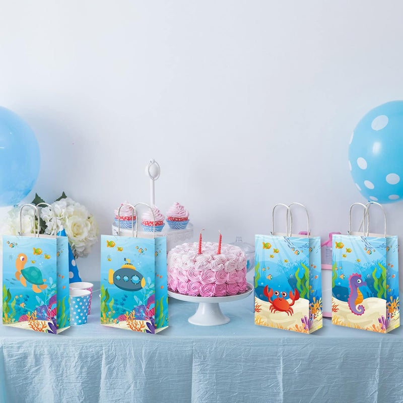 Tevxj 12 Pack Sea Animals Party Bags Under the Sea Party Favor Gift Bags Ocean Themed Party Treat Bags Marine Creature Fish Mermaid Candy Goodie Bags for for Baby Shower Kids Birthday Party Supplies - Image 4